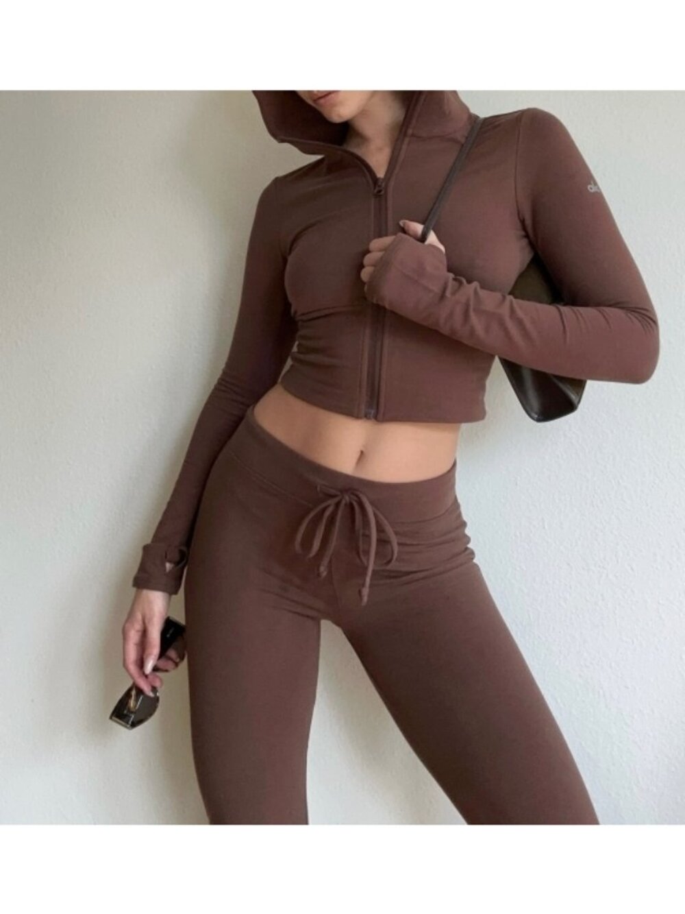 Alo Sway Bootcut Sweatpants Brownstone High-Rise Waist Waisted Flared Sweats S - Picture 8 of 13